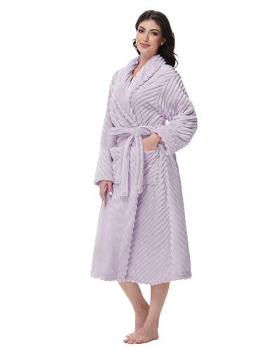 Yurhap Premium Robes for Women - Super Soft Cozy Fleece Womens Robe Plush Long Bathrobe.S,M