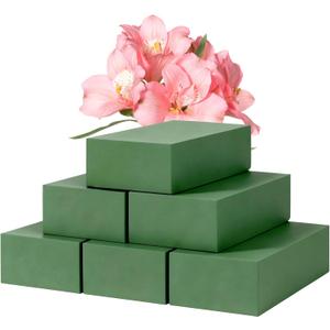 Mkobon 6 Pack Floral Foam Blocks, Green Plant Dry & Wet Flower Arrangement Foam, Styrofoam Block for Fresh and Artificial Flowers, Decor Supplies for Wedding, Home, Garden (5.5"L x 3.1"W x 1.6"H)