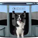 Dekool Foldable Dog Cat Playpen, Portable Dog Crate for Puppies, Cat, Puppy Play Pen for Indoors, Kennel Tent Crate for Indoor Outdoor Travel Camping Use (Blue, M)