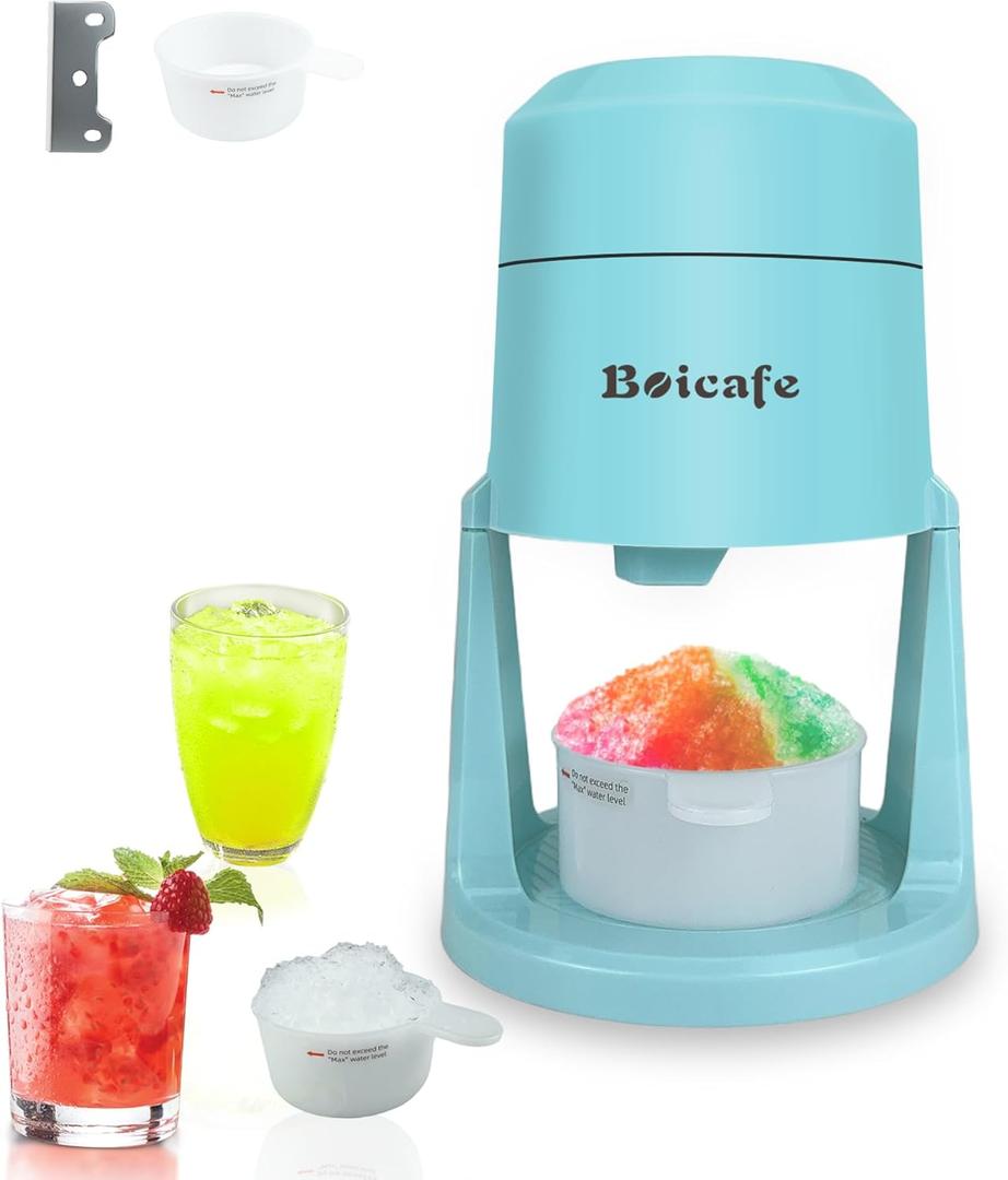 Shaved Ice Cone Ice Shaver for Homemade Shaved Snow Cones Smoothie Slushie for Kid DIY Ice Cube Tray and Blade (Blue)