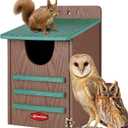 Kingsyard Large Recycled Plastic Wooden Owl House, Waterproof Screech Owl Bird Boxes for Outside, Owl Nesting Box Kit with Screws Ideal for Wildlife, Elf, Pygmy, Garden, Air Ventilation. Green