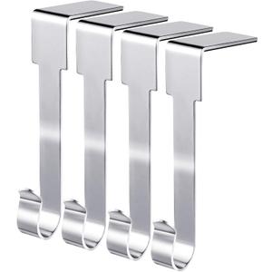 Edoneery Christmas Stocking Holder for Mantle Fireplace, Non Slip Silicone Pad Mantel Stocking Hangers for Shelves, Hanging Decorations Hooks for Family Xmas Holiday Party (Silver, 4)