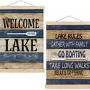 SPBL&L Rustic Lake Wall Art, Farmhouse Lake Poster Hanger Frame, Lakeside Hanging Canvas Pictures Prints Wall Decor for Lakes House Cabin Beach Room Bedroom Home, 12x16 Inch Set of 2