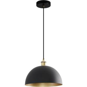 Vintage Black and Gold Pendant Light Fixture 11.81 Rustic Farmhouse Pendant Lighting Fixture Brass Socket Dome Pendant Lamp for Kitchen Island, Dining Room, Hallway, Bedroom, Living Room