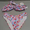 ANRABESS Bikini Sets for Women Bandeau O Ring 2 Piece Swimsuit Floral Halter Tie Back Bathing Suit 2026 Summer Beach Swimwear (Small, Red Blue Floral)