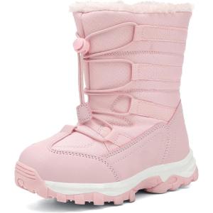 UBFEN Kids Snow Boots for Boys Girls Waterproof Warm Winter Outdoor Activities Shoes Slip Resistant Zipper Closure (Toddler/Little Kid/Big Kid) Pink Color Size US 11 Little Kid