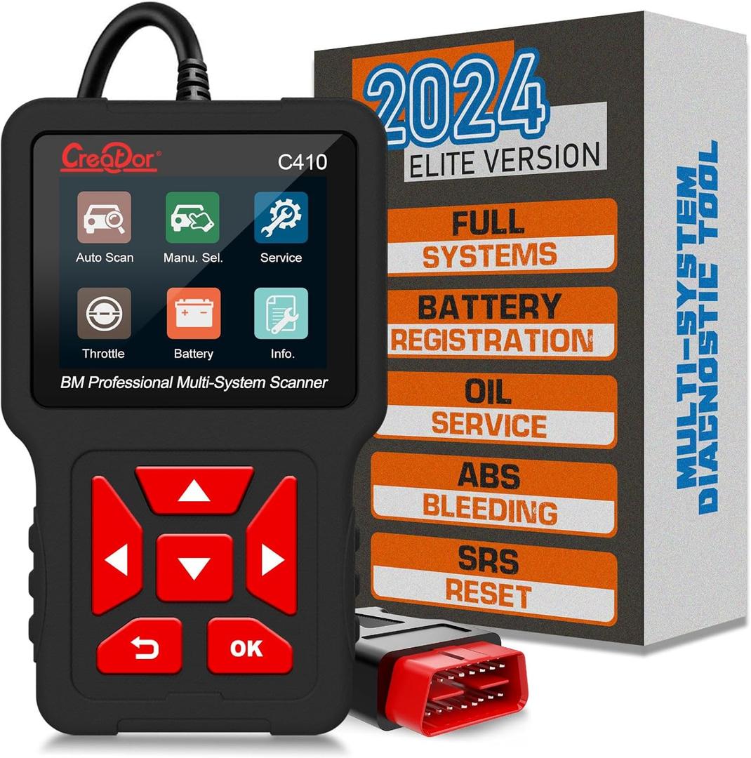 C410 OBD2 Scanner Fit for BMW Mini EPB ABS SRS DPF Oil Reset Multi System Scan Tool with Battery Registration OBDII Code Reader Diagnostic Scan Tool [New Version Update of Creator C110+ C310+]