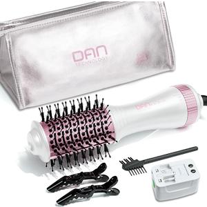 Auto Dual Voltage Hair Dryer Brush,110V-120V/220V-240V,Travel HairDryer Brush,Small Hot Airbrush,Blow Dryer Brush,Small Hair Dryer Brush,4 in 1 Hair Dryer and Styler Volumizer (White)