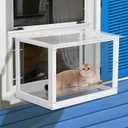 Acrylic Cat Window Catio,Catio Outdoor Enclosure Window with Wooden Frame,Cat Window Box with Waterproof Clear Roof for Sunbathing, Napping,Enjoying The Outdoor Sight