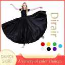 Women Satin Skirt Belly Dance Costume Festival Skirt Long Skirts Dancer Practice Wear 540 Degree (Black)
