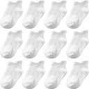 Baby Toddler Socks Grip Non Slip Boys Girls Cotton 12 Pack for Kids Ankle Cute Socks 6M-7Years (White)