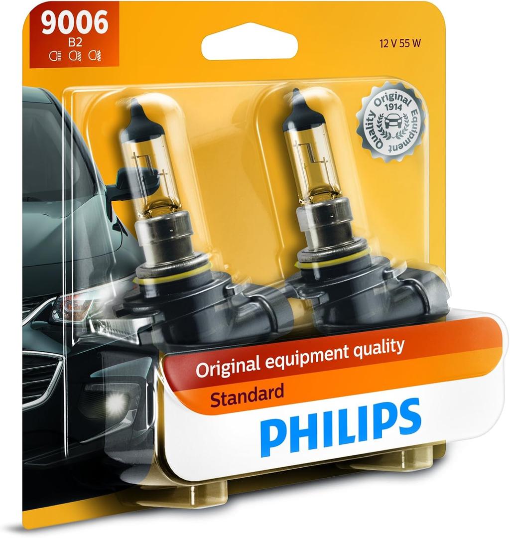 Philips Automotive Lighting 9006 Standard Halogen Replacement Headlight Bulbs, 2 Pack (9006B2)