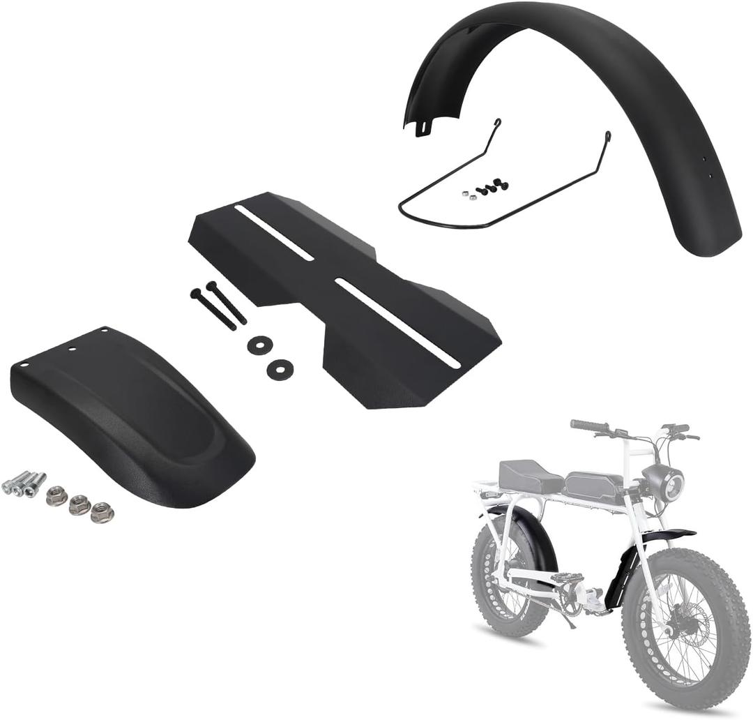 Fender Kits for Super 73, Front+Middle+Rear Fenders, Black PP & Steel, Motorcycle Bike Super73 S1/S2/RX