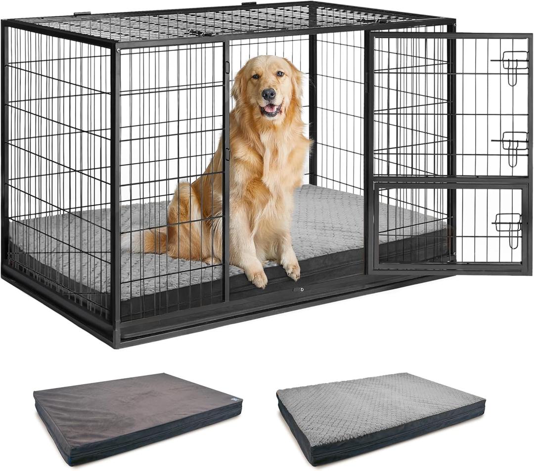 Washable XL Dog Bed for Small, Medium, Large Dogs  Double-Sided Plush, Waterproof, Removable Cover, Thick Orthopedic Support, Durable Multi- Size Comfort Clearance Indoor Flat Dog Bed by Sytopia (41.3L x 28.3W x 3.1Th, Grey)