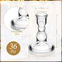 Set of 36 Clear Glass Taper Candle Stick Holders Bulk Small Tapered Pillar Candlestick Holders for Wedding Table Centerpieces Holiday Party Windowsill Decor