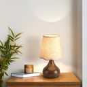 Ziqqeelam Wood Grain Small Table Lamp, Farmhouse Bedroom Lamps for Bedside Nightstand, Vintage Small Table Lamps for Small Spaces for Kitchen Counter, Home Office, Living Room, Kids Dorm, Bookshelf
