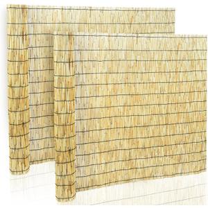 2Pcs Jollybower Natural Reed Fencing Rolls,Reed Fence Curtain, 4Ft High x 13Ft Long Reeds Screen, Decorative Fence for Garden Privacy, Balcony and Window