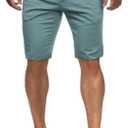 HUNGSON Mens Slim Fit Shorts Stretch Chino Short Pants(Blue Green,30) 