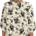 Jouica Women's Fall Casual 3/4 Ruffled Sleeve Chiffon Blouse Tops for Women (S)