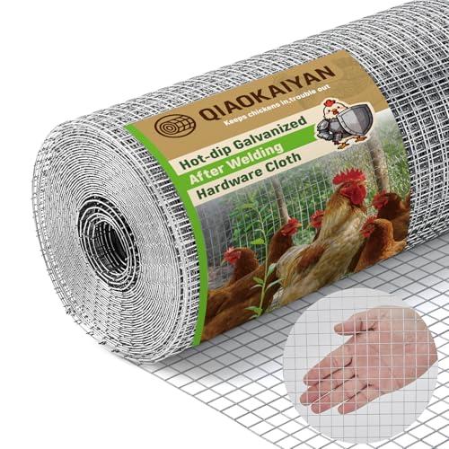 16" x 50' Hardware Cloth - 19 Gauge Heavy-Duty 1/2 Inch Welded Chicken Wire, Hot-Dipped Galvanized Mesh for Chicken Coop & Garden Fencing