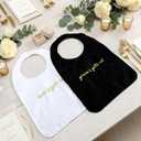 Chicingyou 2 Pcs Wedding Adult Bibs for Bride and Groom Gold Embroidered Clothing Protectors Gag Gifts Bibs Washable