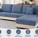 BT.WA Sectional Couch Covers for Sofa Cushion L Shaped Couch Cover Washable Soft Couch Cushion Covers Stretch Sofa Slipcovers with 2 Pcs Pillowcases(3-Piece 2 Seater + 1 Chaise, Blue)