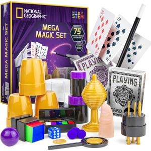 National Geographic Mega Magic Set - More Than 75 Magic Tricks for Kids to Perform with Steps, Video Instructions for Each Trick Provided by a Professional Magician (Multicolor)