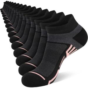 shnn 15 Pairs Womens Ankle Socks Lightweight Breathable Casual Low Cut Socks for Women With Heel Tab 6-10, (15pairs)black