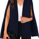GAMISOTE Womens Cape Blazer Split Sleeve Open Front Casual Jacket Coat Workwear (Medium, Dark Blue)