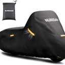 Motorcycle Cover Waterproof Outdoor, Universal Fit for Most Scooter Cover, Sportbike, Off-Road, eBike & Moped Cover Storage (86.6 Inch), All Season Protection with See-Through License Panel