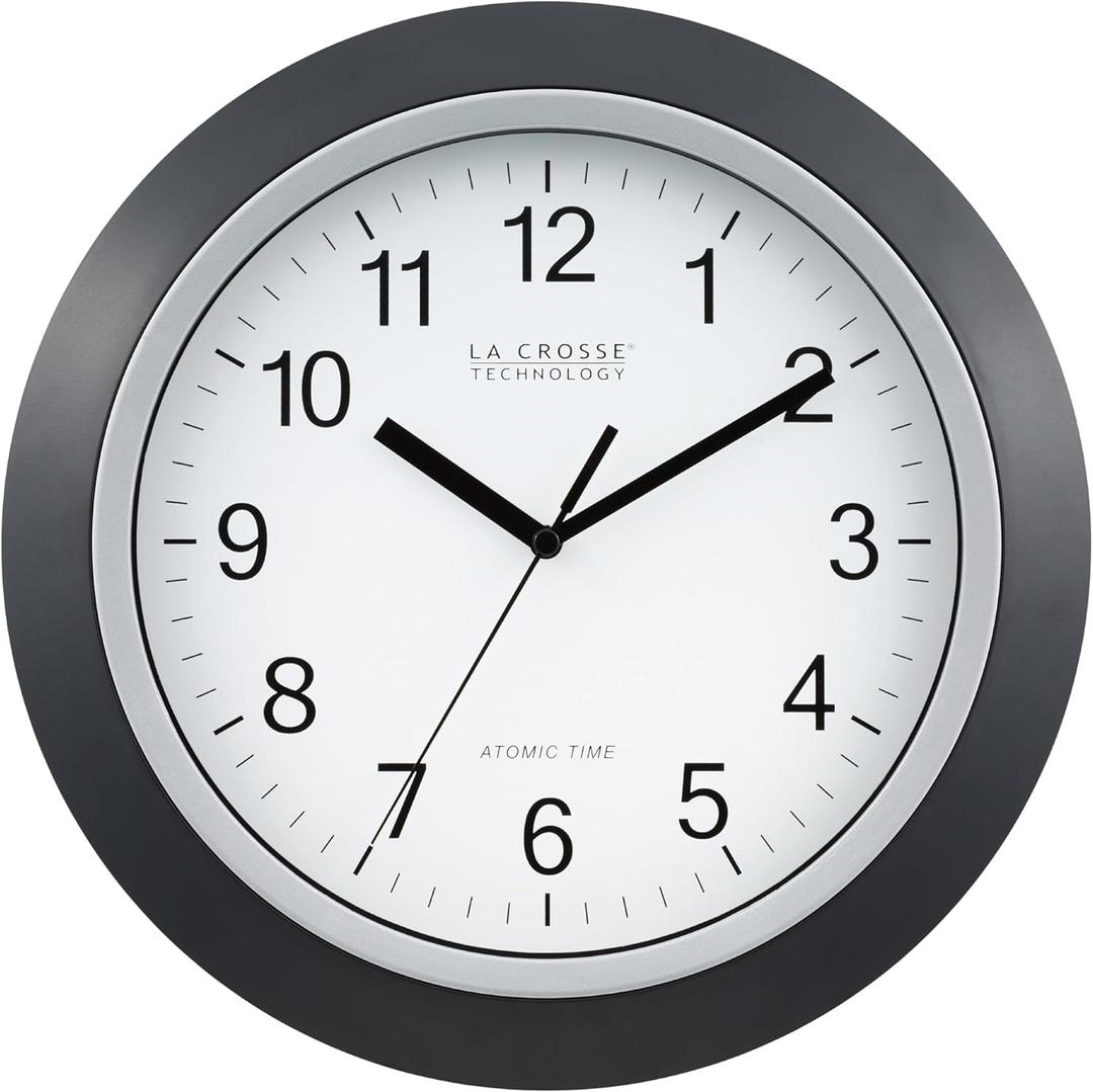 La Crosse Technology WT-3129B 12 Inch Atomic Analog Wall Clock, Pack of 1, Black