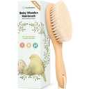 Wooden Baby Hair Brush for Toddler Girls, Boys - Cradle Cap Brush for Babies, Soft Goat Bristles, Perfect Gentle Scalp Newborn Comb for Infant, Girls, Boys, Bath Essentials(Walnut, Regular)