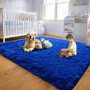 Large 8x10 Area Rugs for Living Room, Bright Blue Soft Shag Rug for Bedroom, Non-Slip Ultra Fluffy Rug, Modern Plush Carpet for Girls Boys Kids Room Dorm, Fuzzy Rug for Home Decor Aesthetic