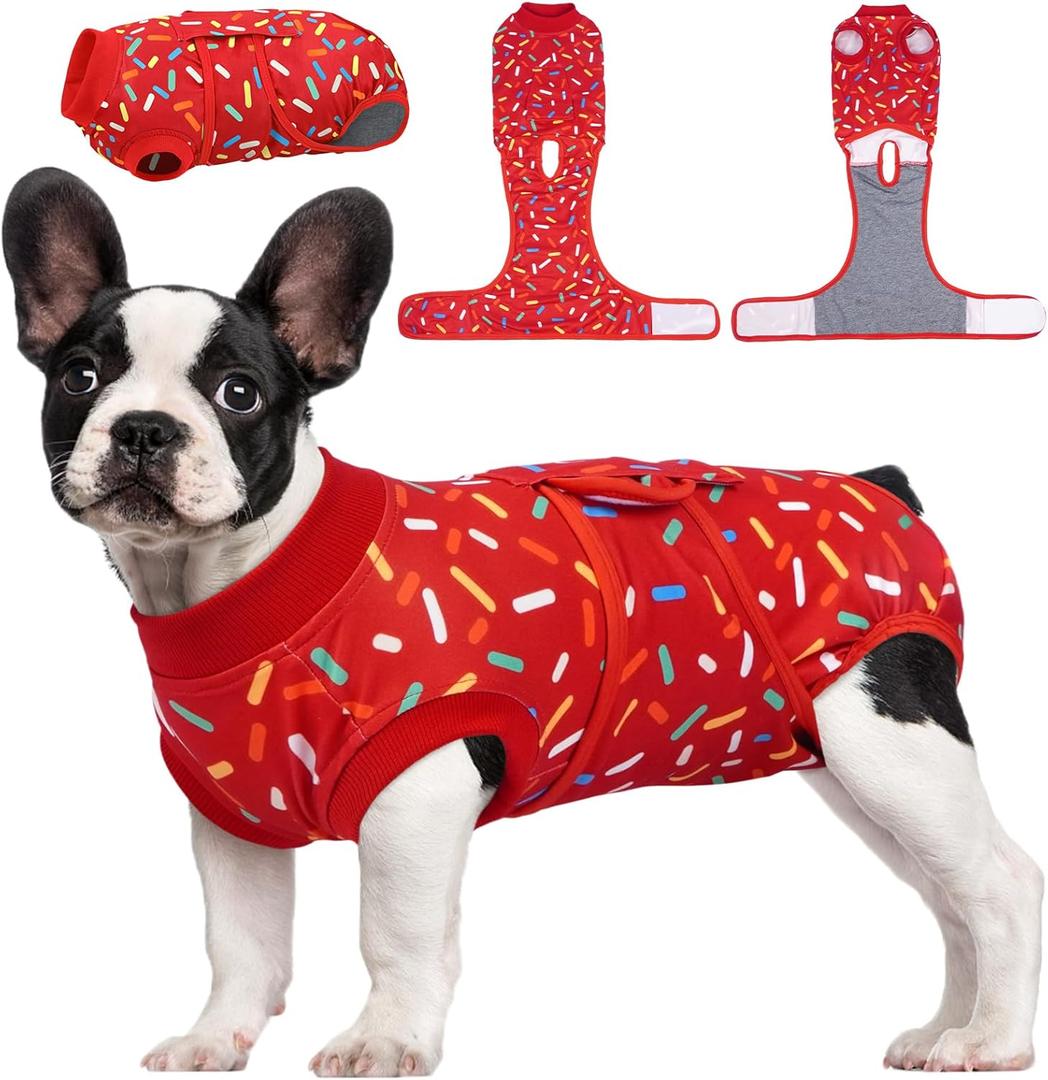 Kuoser Dog Recovery Suit for Female Male Dogs, Post-Surgery Bodysuit for Spay Neuter, Dog Onesie After Surgery, Anti-Licking Pet Surgical Recovery Suit, Size: S (Back:11.4-13.4'', Weight:7-15 Lb)