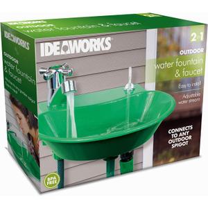 2-in-1 Outdoor Water Fountain and Faucet, Green