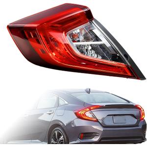 Tail Light Assembly Compatible With 2016-2021 Honda Civic Sedan- Bulb Included (Left Driver Side), Replace 33550-TBA-A01 HO2804110