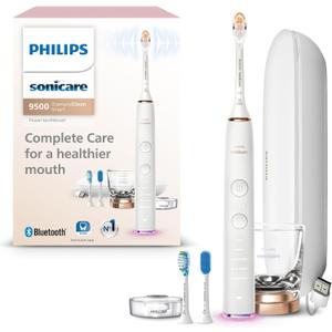 Philips Sonicare DiamondClean Smart 9500 Electric Toothbrush - Sonic Toothbrush with App, Pressure Sensor, 15 Brushing Settings, Replacement Reminder, USB Charging Travel Case, Rose Gold, HX9923/61