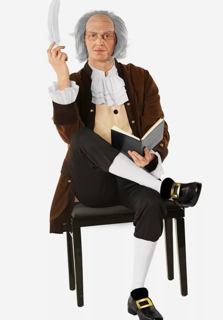 Morph Benjamin Franklin Costume With Wig Founding Fathers Costume Adult Colonial Outfit Men Ben Franklin Outfit Men M
