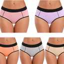 POKARLA Women's Cotton Stretch Underwear Ladies Mid Rise Briefs Panties Multipack Plus Size 5-Pack(3X-Large)