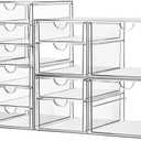 ARSTPEOE Makeup Acrylic Organizer with 17 Drawers(4 Sets), Desk Organizers and Accessories, Clear Makeup Organizer, Dustproof Storage Drawers for Office Art Craft Supplies
