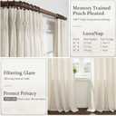 Unique 88 Inch Birch Pinch Pleat Dining Room Curtains 2 Panels Set, Memory Shape Pleated Linen Semi Sheer Heavy Curtain Light Filtering Privacy W50 x L88 Inches Long Neutral Windows Drapes Cream Beige