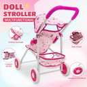 Baby Doll Toys Set with Stroller, Crib, Dining Chair, Realistic Doll Accessories for Kids Pretend Play, Dolls Care Toys Playset for Girls Toddler Ages 3 4 5 6