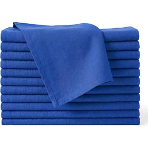 Cloth Napkins Set of 12, 100% Cotton Fabric Reusable Dinner Napkins, 18 x 18 Inch Washable Table & Kitchen Napkins for Everyday Dining, Entertaining, Home & Restaurant Use, Blue