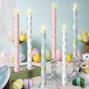 Honoson 6 Pcs Easter Flameless Taper Candles 10.6 Inch Colorful Candles Battery Operated LED Candlesticks for Easter Centerpieces Dinner Table Home Party Decor