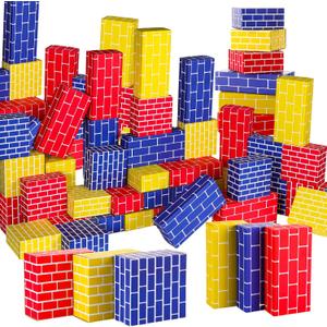 Nuanchu 60 Pcs Cardboard Building Blocks for Kids Large Jumbo Square Rectangle Thick Cardboard Pretend Bricks for Building Stacking Game(Classic Shapes)