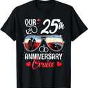 25th Wedding Anniversary Cruise Vacation Husband Wife Couple T-Shirt 2XL