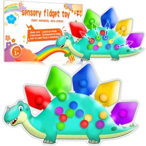 Dinosaur Color Sorting Sensory Toy Travel Toys for Toddler 1-3 Airplane Toy Roadtrip Essenstial for Toddlers Boys Gifts Fine Motor Autism Calm Fidget Montessori Preschool Activities for Kid Christmas