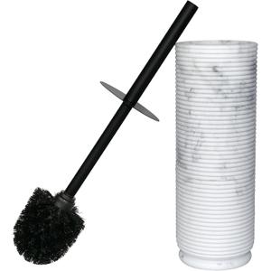 Contemporary Ribbed Design Resin Toilet Holder and Brush Set for Bathroom, Stylish and Durable Cleaning Tool with Modern Design, Compact for Efficient Cleaning