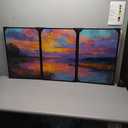 YCJKJDZ Framed Colorful Lake Scene Sunset Canvas Wall Art Set of 3, Watercolor Forest Sunset Canvas Print Artwork, Living Room, Bedroom, and Office Decor – 16x24 in