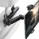 Lamicall Car Headrest Tablet Holder - [3 in 1 Extension Arm] Adjustable Tablet Car Mount for Back Seat, Road Trip Essentials for Kids, for 4.7-11" Tablet Like iPad Pro, Air, Mini, Galaxy, Fire, Black